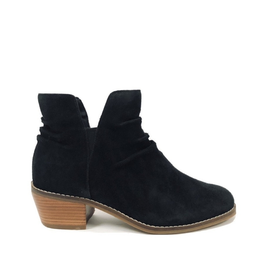 Cole Haan Alayna Black Suede Ankle Bootie with Stacked Heel Boots Sz 8